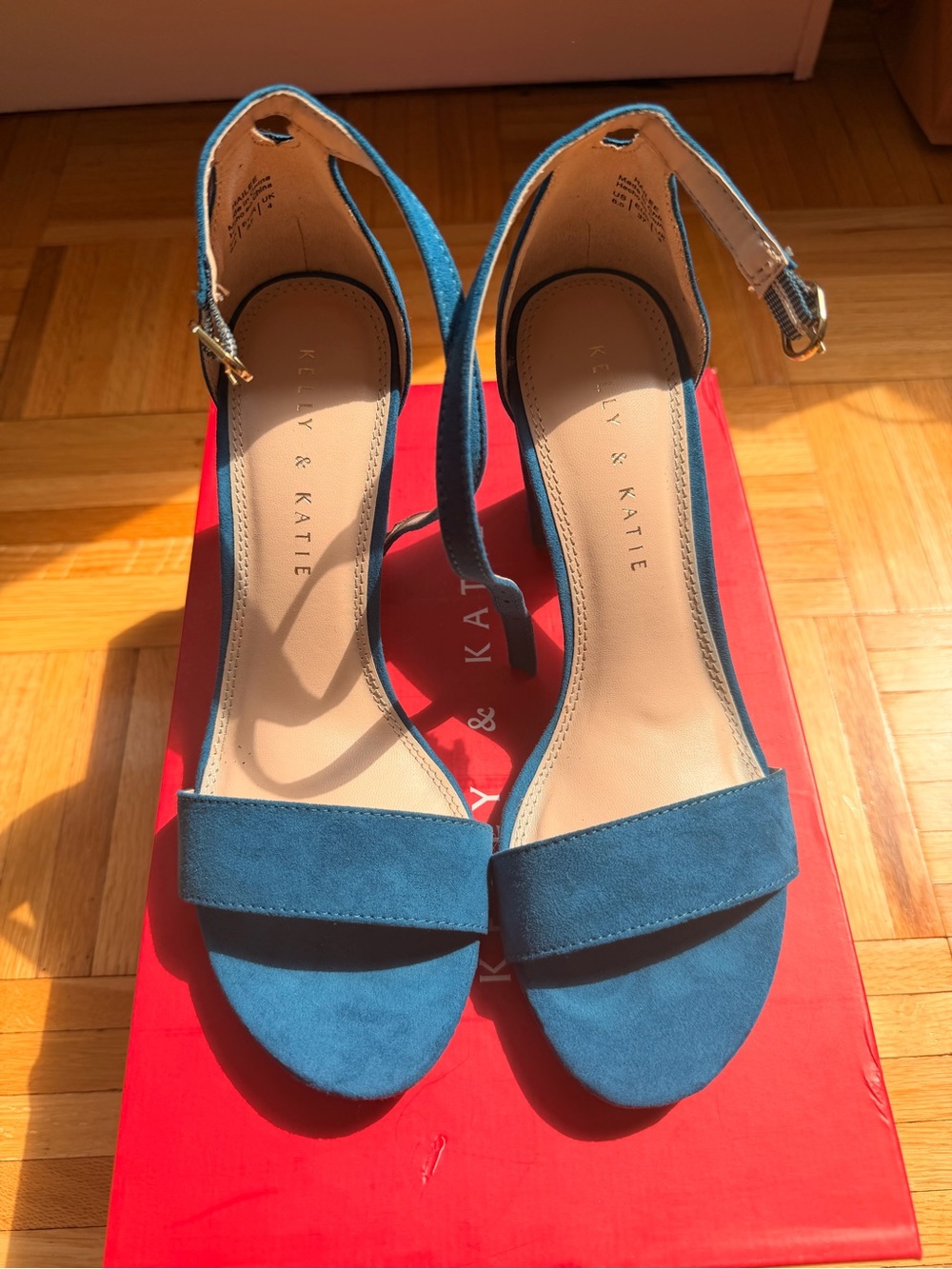 Kelly & Katie Blue Suede Ankle-Strap Heels